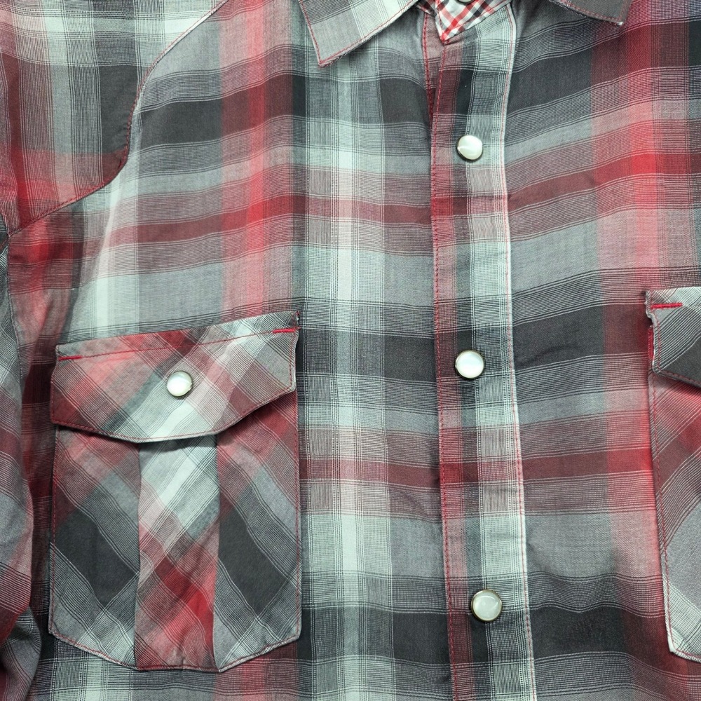 Mountain Hardwear Mens Red Plaid Western Snap Short Sleeve Shirt OM4664 Large - Picture 6 of 9